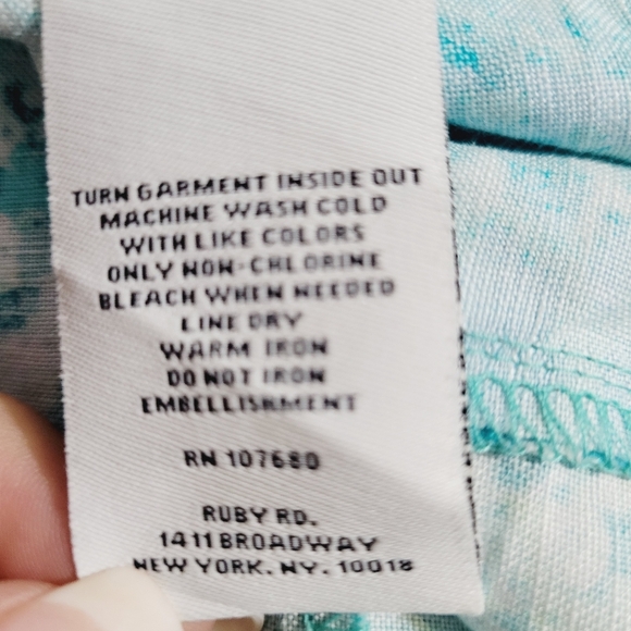 Ruby Rd. Womens Size 16 Aqua Blue Embellished Neckline Linen Blend Blouse/jacket - Picture 12 of 12